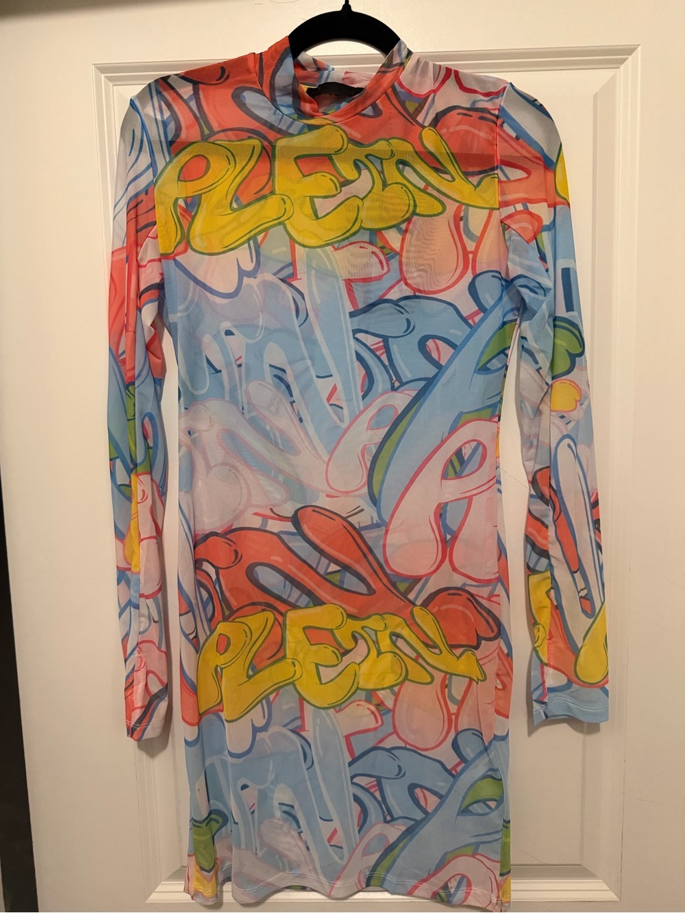 Philipp Plein Multicolor Mesh Graffiti Dress